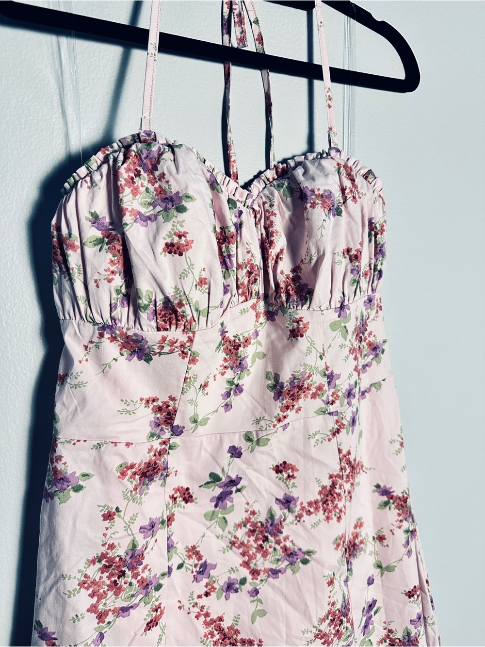 Wild Fable Fit and Flare Babydoll Midi A-Line Strapless Pink Floral Midi Dress S - Picture 5 of 12